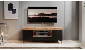 Dulap TV Giuseppo (cu iluminat) (stejar lancaster + negru). 1098646