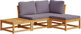 vidaXL Set mobilier de grădină cu perne, 4 piese, lemn masiv de acacia