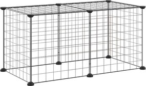 vidaXL Cușcă animale de companie, 8 panouri, negru, 35x35 cm, oțel