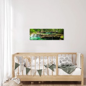 Tablou - Cascada Erawan din Kanchanaburi, Thailanda (cu ceas) (90x30 cm)