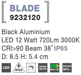 Spot LED incastrabil de exterior IP65 BLADE negru 8,5cm NVL-9232120