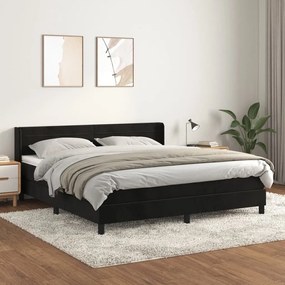 3131035 vidaXL Pat box spring cu saltea, negru, 180x200 cm, catifea