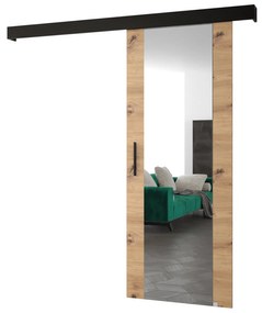 Uși culisante 90 cm Sharlene II (stejar artisan + negru mat + negru) (cu oglindă). 1043630