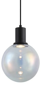 Lampă suspendată de design neagră cu sticlă transparentă 20cm - Mallon