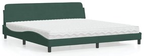 vidaXL Pat cu saltea, verde închis, 200x200 cm, catifea