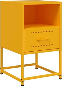 vidaXL Noptieră, galben muștar, 36x39x60,5 cm, oțel