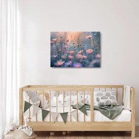 Tablou pe sticlă - Flori în culori pastelate (70x50 cm)