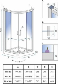 Cabina dus REA Look 80x80 cm crom