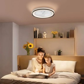 HOMCOM Ventilator de Tavan cu Iluminare RGB 6 Viteze Motor Reversibil și Telecomandă Putere 48,5W Ø48x13 cm Alb | Aosom Romania