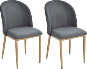 HomCom set 2 scaune captusite, scaune moi pentru sufragerie, scaune pentru living 50x58x85 cm, gri | AOSOM RO