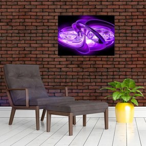 Tablou pe sticlă fractalilor în violet (70x50 cm)