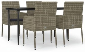 3185151 vidaXL Set mobilier grădină cu perne, 5 piese, negru și gri, poliratan