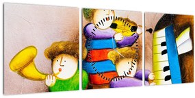 Tablou - Muzicanții, pictură (cu ceas) (90x30 cm)