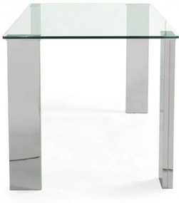 Masa dining pentru 6 persoane transparenta/crom din sticla temperata, 140 cm, New Arley Bizzotto