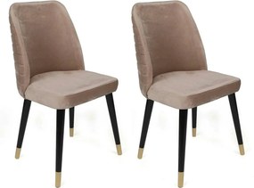Set 2 scaune HUGO-364 V2, bej/negru, stofa catifelata/lemn, 50x49x90 c