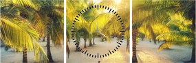 Tablou - Femeie între palmieri (cu ceas) (90x30 cm)