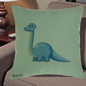 Perna Personalizata Brontosaur Albastru, 40x40 cm, Verde, Husa Detasabila, Perna Inclusa, BEKZ®