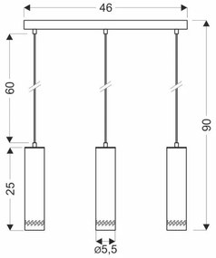 Lustră pe cablu TUBO 3xGU10/25W/230V
