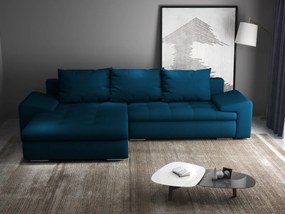 Colțar extensibil dumonde cu ladă de depozitare si sezut confortabil din spuma high-density, Leonardo Enjoy Petrol 260x185 cm