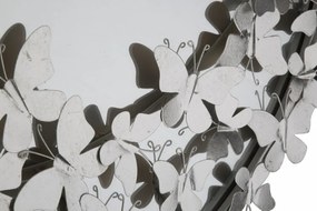 Oglinda decorativa argintie cu rama din metal, ∅ 91 cm, Butterflies Mauro Ferretti