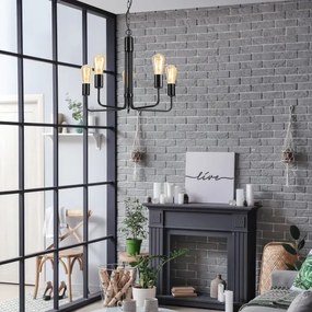 Lustră pe lanț TIFFANY 5xE27/60W/230V neagră