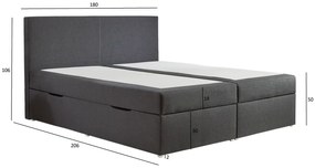 Pat continental BOXSPRING HARRY BX2160 180x200 cm - antracit