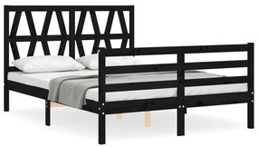 3194375 vidaXL Cadru de pat cu tăblie, negru, 120x200 cm, lemn masiv