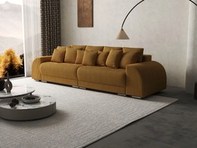 Canapea extensibilă dumonde cu 2 lăzi de depozitare si sezut confortabil din spuma high-density, Verona Zoom Mustar 310x100 cm