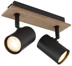 Plafoniera cu 2 Spoturi directionabile LINCA natur/negru