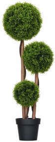 HOMCOM Arbore artificial buxus cu 3 bile frunze de bambus ghiveci inclus interior și exterior înălțime 110 cm verde | Aosom Romania