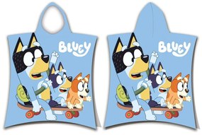 Poncho pentru copii de 3-8 ani, albastru, din bumbac Bluey Skate – Jerry Fabrics