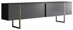 Comoda TV LUXE, gri antracit/auriu, PAL/metal, 180x50x30 cm