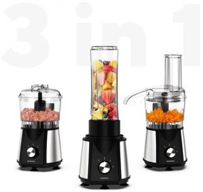 Procesor de alimente 3in1 Kumtel HFP-02, 350W, Blender, Chopper, Rendezvous, 500ml, 2 viteze, fără BPA, Inox / negru
