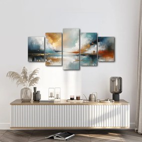 Tablou 5-piese peisaj abstract cu lac