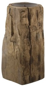Suport pentru lumanare din lemn reciclat, H22 cm, Grimaud
