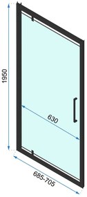 Cabina de dus de colt Rapid Swing Negru 70x100cm, Rea