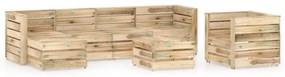 Set mobilier de gradina, 7 piese, lemn de pin verde tratat Verde, 7