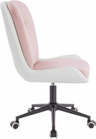 HR690K Scaun Velvet&amp;soft Piele Pu Roz Pudră/Alb Bază Neagră