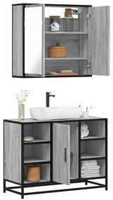vidaXL Set mobilier de baie, 2 piese, gri sonoma, lemn prelucrat