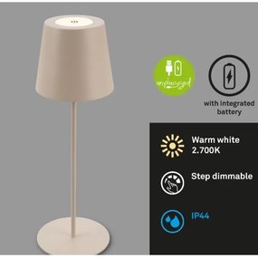 Lampă LED reîncărcabilă dimabilă de masă Briloner 7508011 LED/2,5W/5V IP44 bej