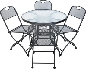 Masă de grădină ZWMT Ø 80 cm metal cu blat din sticlă