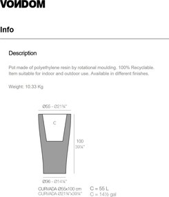 Ghiveci plante design decorativ modern exterior / interior CURVED 55x100cm