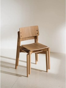 Scaun de dining în culoare naturală stivuibil cu aspect de lemn de stejar Wem – noo.ma