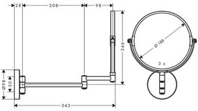 Oglinda rabatabila, Hansgrohe, Logis Universal, pentru barbierit fardat, crom