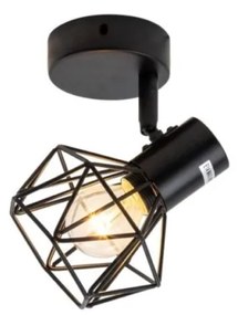Lustră Rustică cu Soclu E14, Negru – Design Compact din Metal, 100×100×160 mm