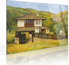 Tablou pe sticlă - Cabane în timpul verii (70x50 cm)