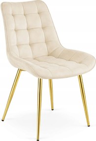 Scaun Bucatarie/Dining Joy Bej Catifea, Picioare Metalice, Finisaj Auriu