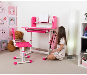 Birou de creştere şi scaun, roz/alb, set LERAN