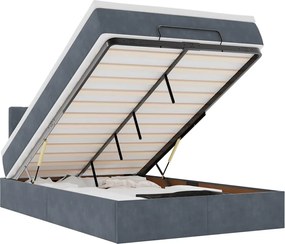 vidaXL Cadru de pat otoman cu saltea Gri închis 120x200cm catifea