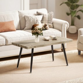 HOMCOM Măsuță de Cafea cu Blat Gros, Picioare Reglabile, Design Nordic cu Picioare din Oțel, 100x50x45 cm, Stejar | Aosom Romania